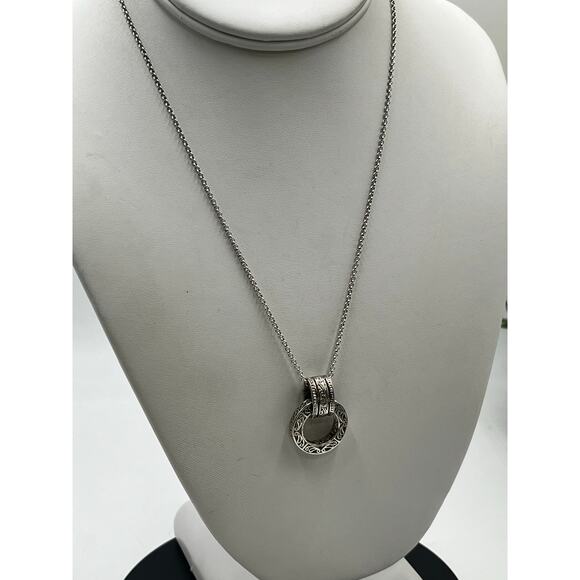 Sterling Silver 925 Filigree Scrollwork Spinner Pendant Fidget Chain Necklace - Picture 6 of 8